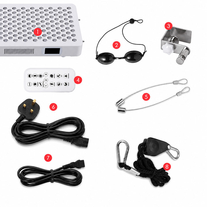 UK three-pin mains plug fitted to the Dermfix RLF1500 red light panel