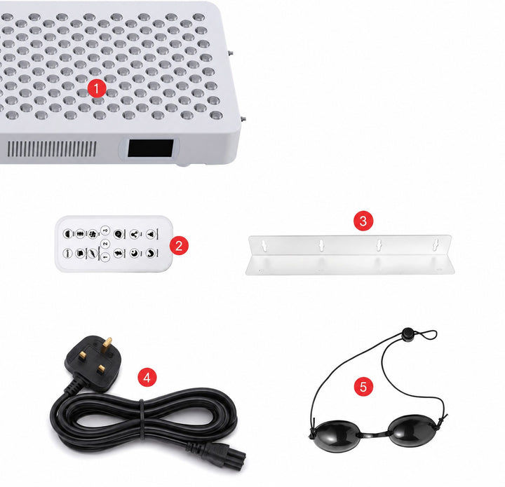 UK three-pin mains plug fitted to Dermfix RLF red light panels